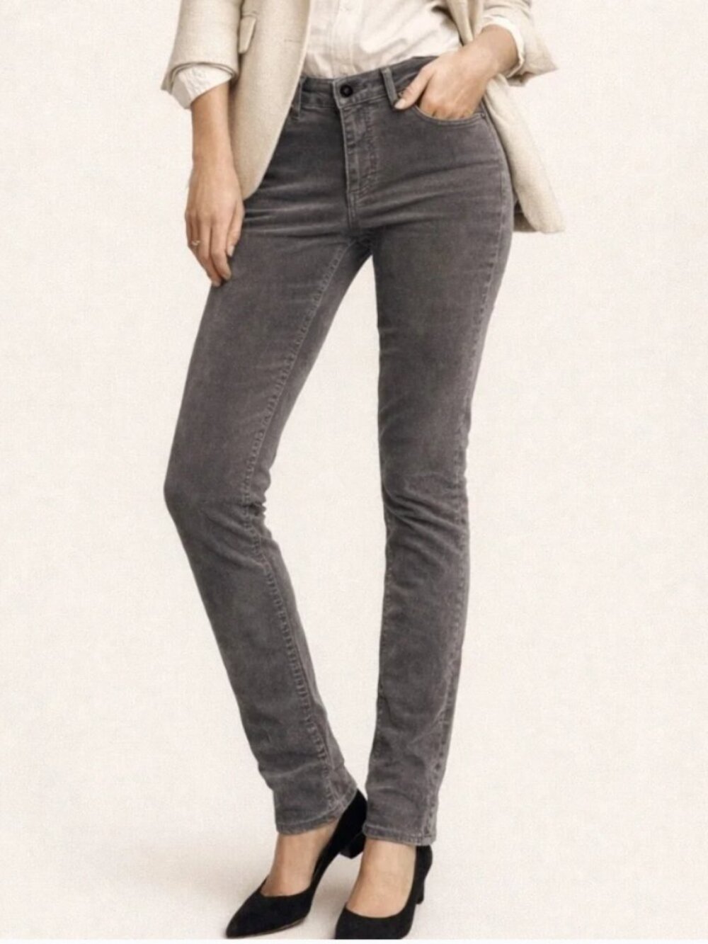 LOFT Gray Velvet Curvy Skinny